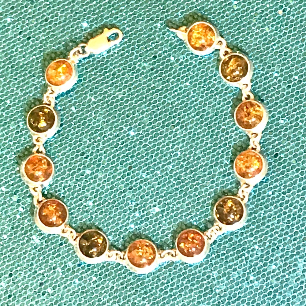 Sterling Multicolored Amber Bracelet